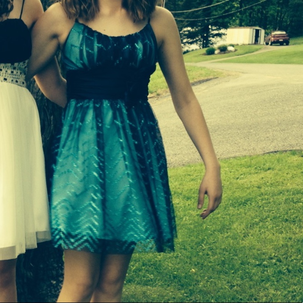 B. Smart Blue with Glitter Chevron Dress